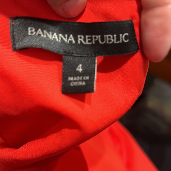 Red-Orange Banana Republic Double Strap Dress w/ Pockets.  Size 4 - Picture 5 of 7